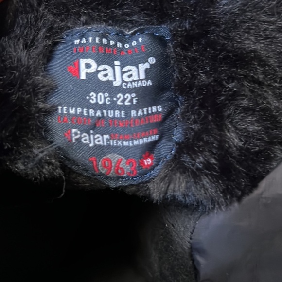 Pajar Canada Barb Waterproof Leather Suede Faux Fur Black Winter Boot Size 10 - Picture 14 of 15